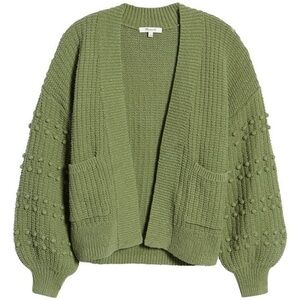 Madewell Bobble Cardigan Sweater in Olive Green